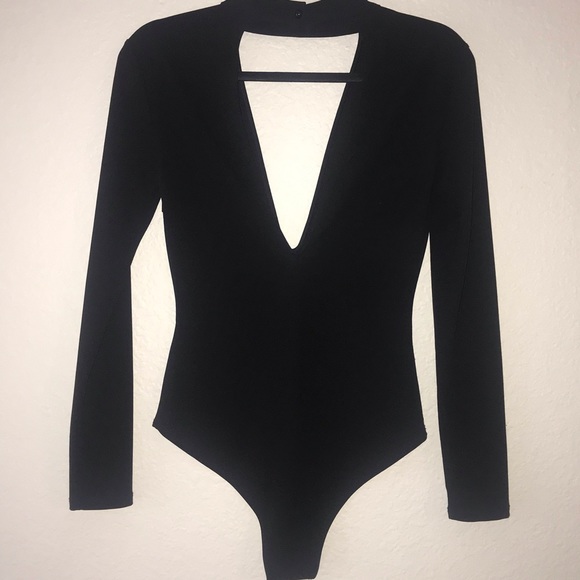 LOVELY DAY CHOKER PLUNGE LONG SLEEVE BODYSUIT S - Picture 3 of 4